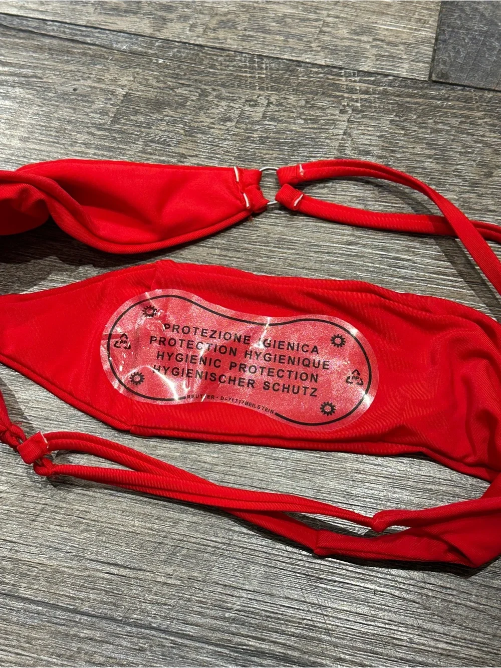 Red Strappy Triangle Cutout Bikini Small NWOT